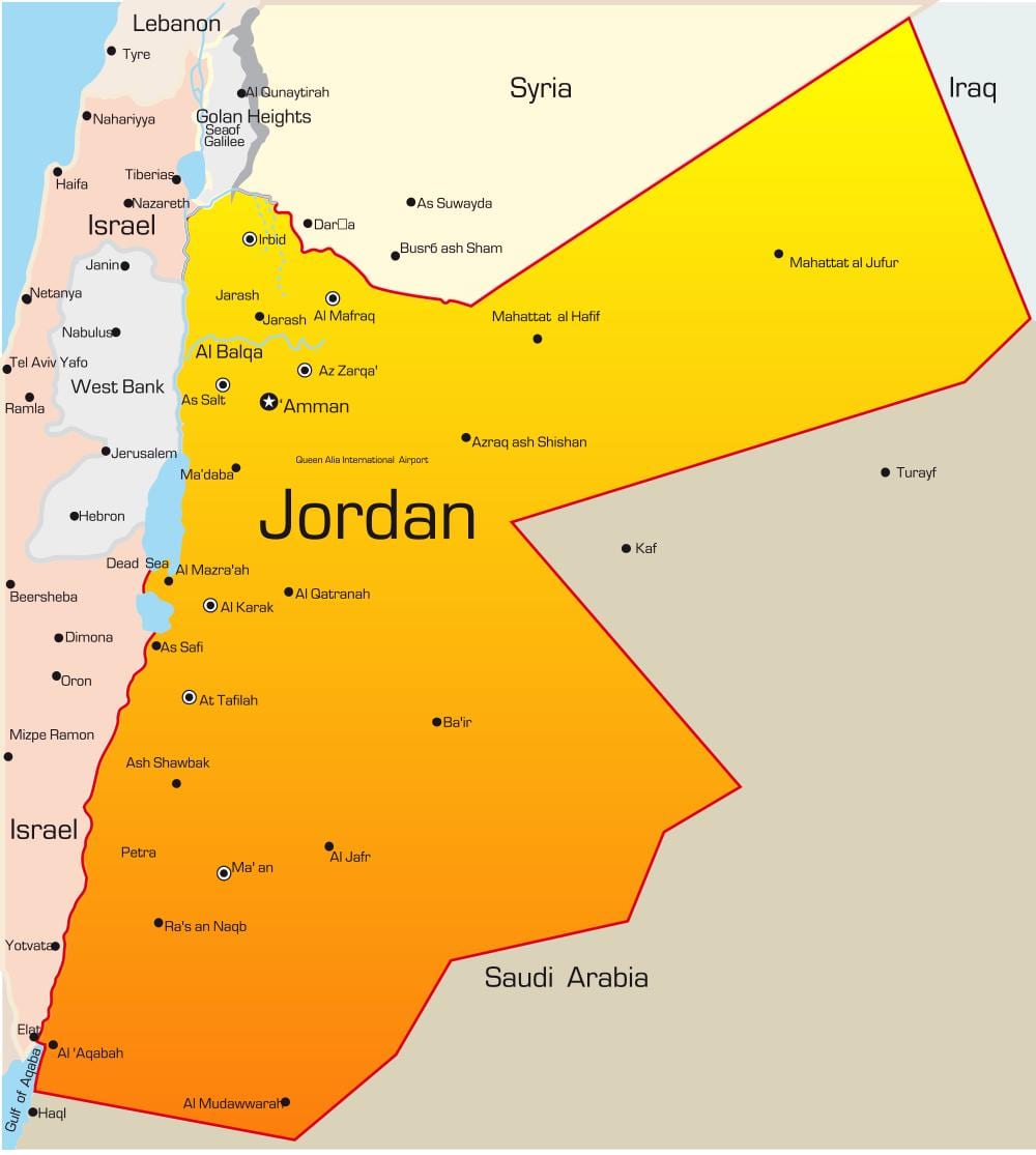 نقشہ اردن کے مشرق وسطی