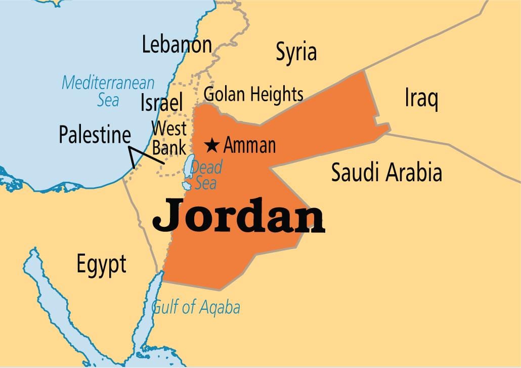 اردن کا نقشہ محل وقوع
