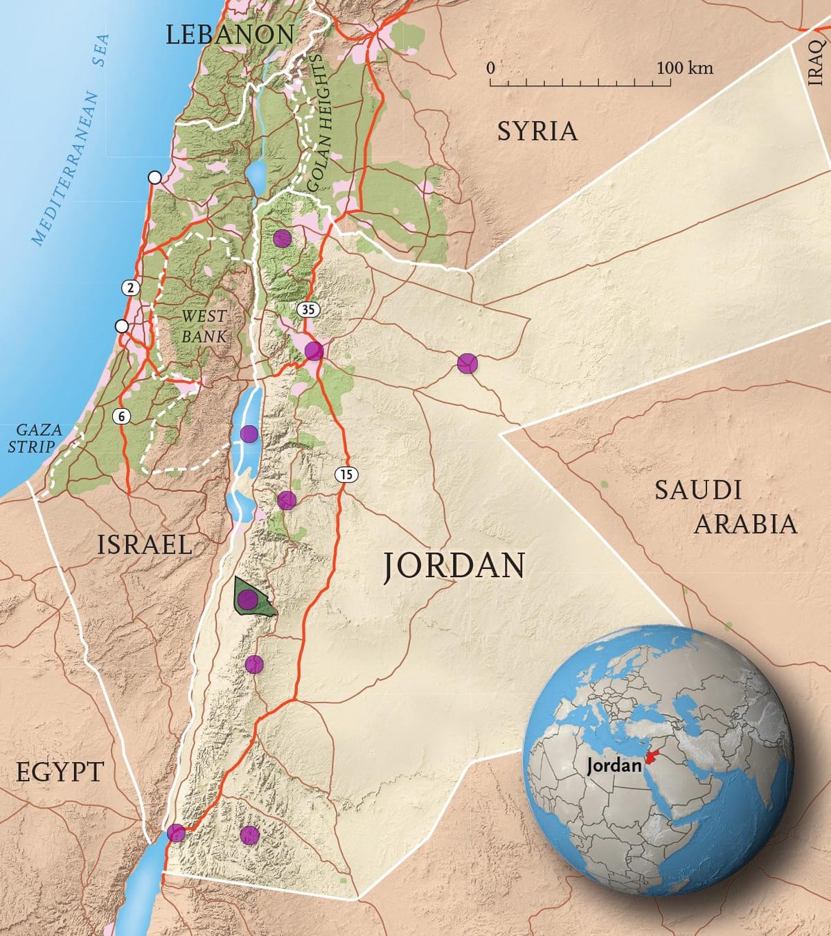 کی بادشاہی اردن کا نقشہ