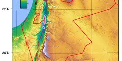 نقشہ اردن کی بلندی