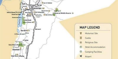 اردن سیاحوں کی پرکشش مقامات کے نقشے