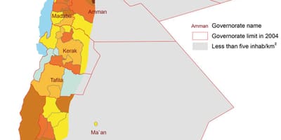نقشہ اردن کی آبادی